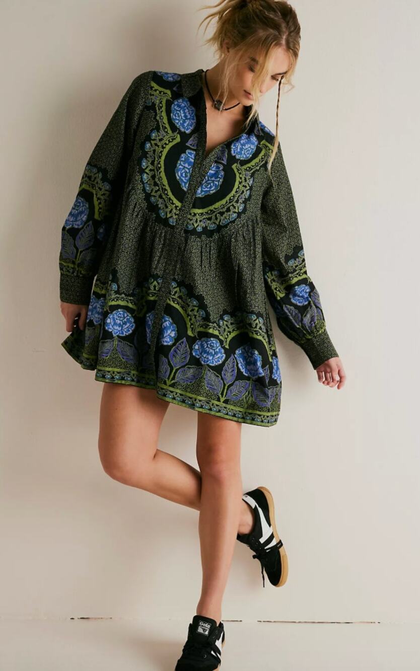 Free People Smell The Roses Mini Dress, Medium